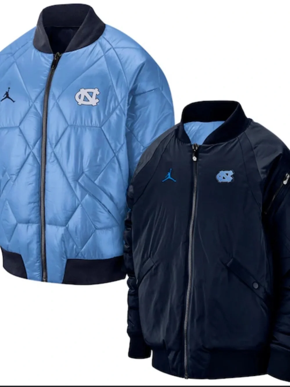 Jordan Brand Navy North Carolina Tar Heels Reversible Jumpman Quilted Jacket S